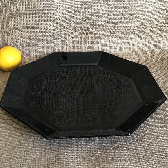Octime Black Glass Platter / Serving Plate  Octagonal Shape - Picture 2 of 4